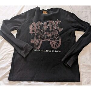 Rockware 2005 AC/DC Adult Large Black Long Sleeve Graphic Print Thermal Shirt